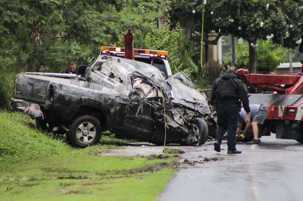 Pickup crashes on slippery Route 4